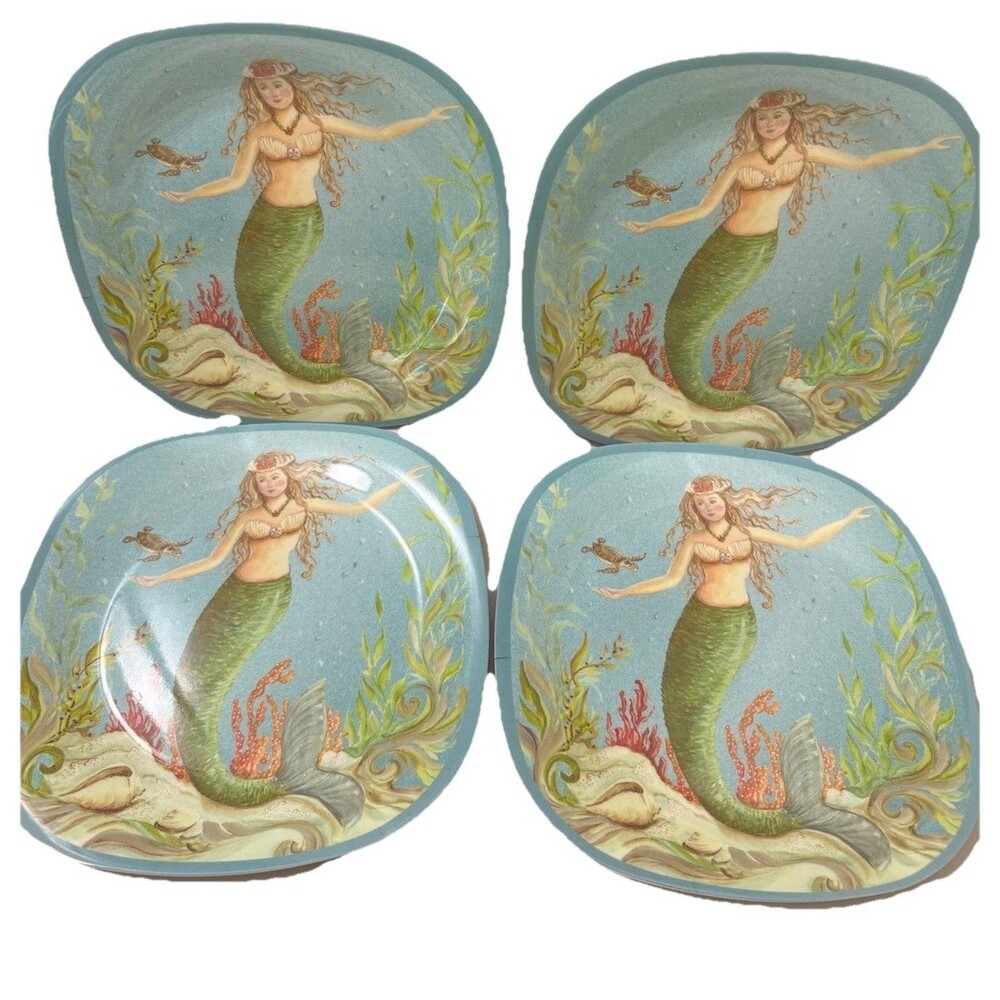 Vintage Certified International Kate Mcrostie Melamine Mermaid Set 13 Pcs. - Picture 8 of 16
